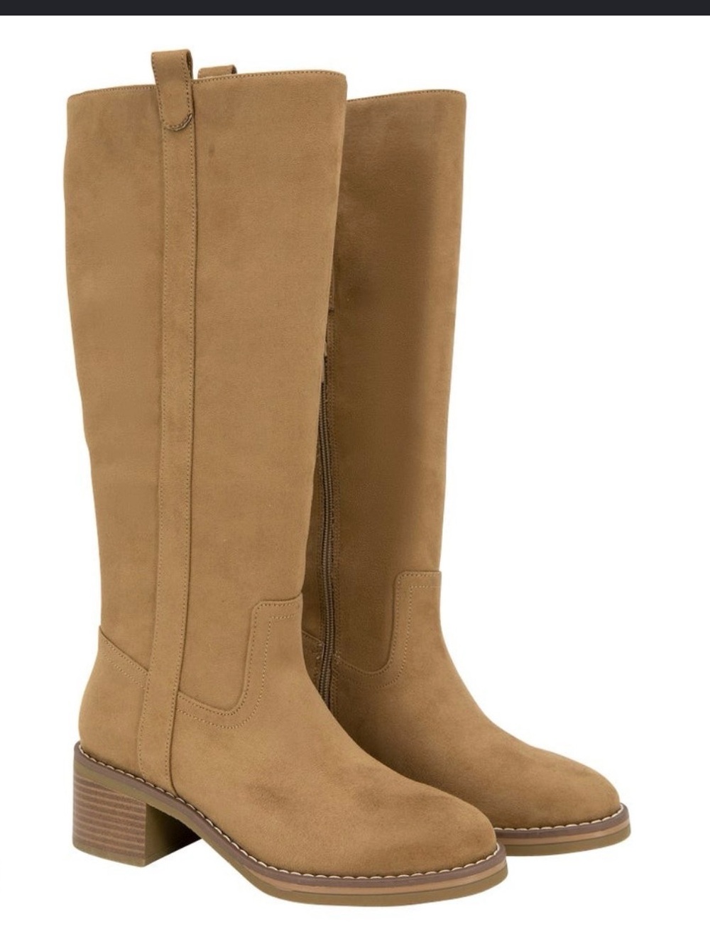 Kensie Tan Naya Suede Knee-High Block Heel Boots